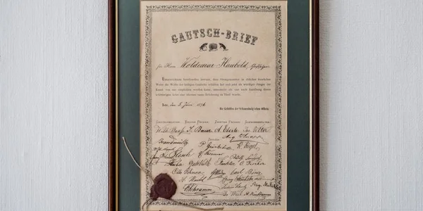 Gautschbrief von Woldemar Haubold, 1876