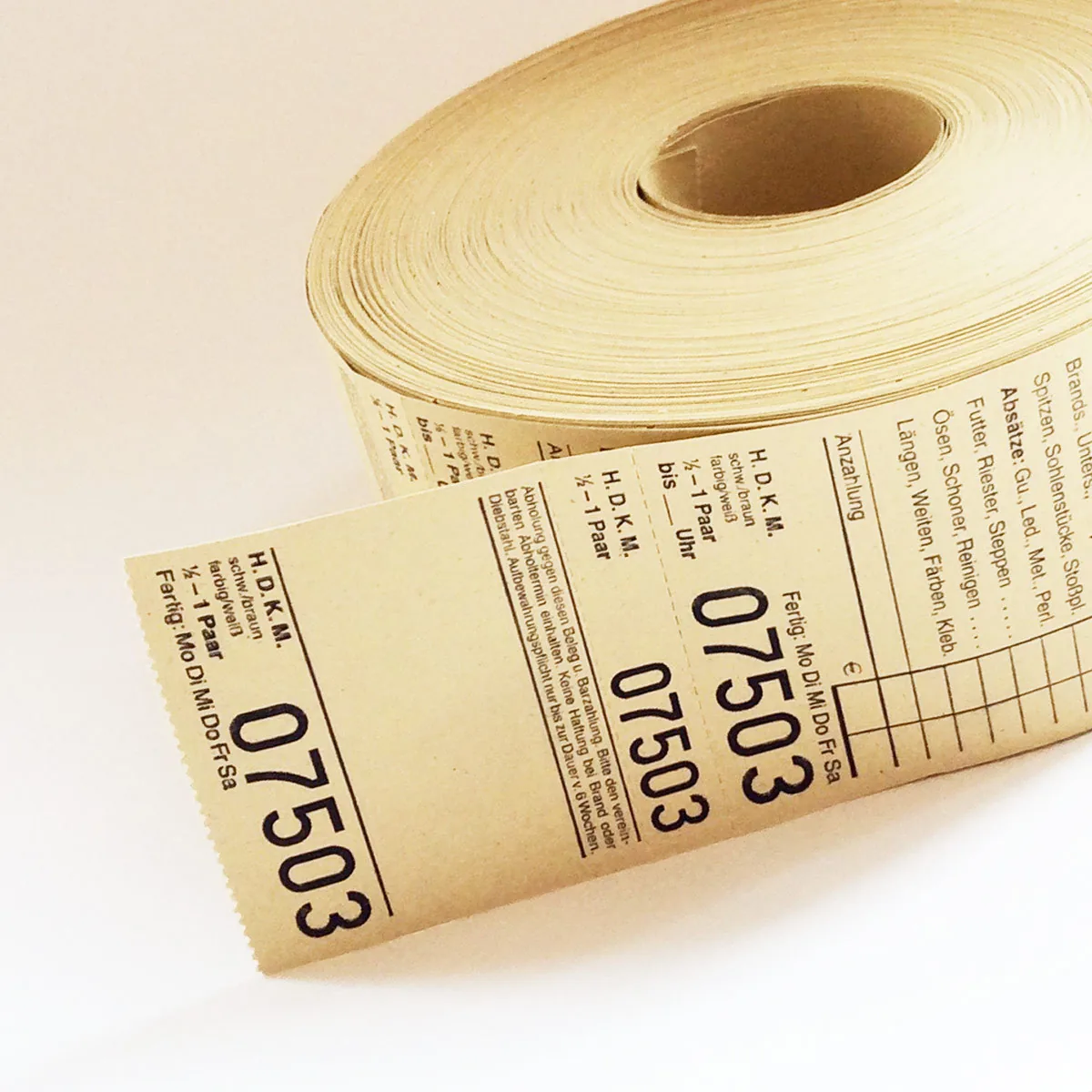 Numbered tickets & repair tags